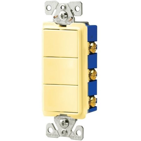 EATON WIRING DEVICES Combination Switch, 15 A, 120277 V, SPST, Back Wire, Side Wire Terminal, Ivory 7729V-SP